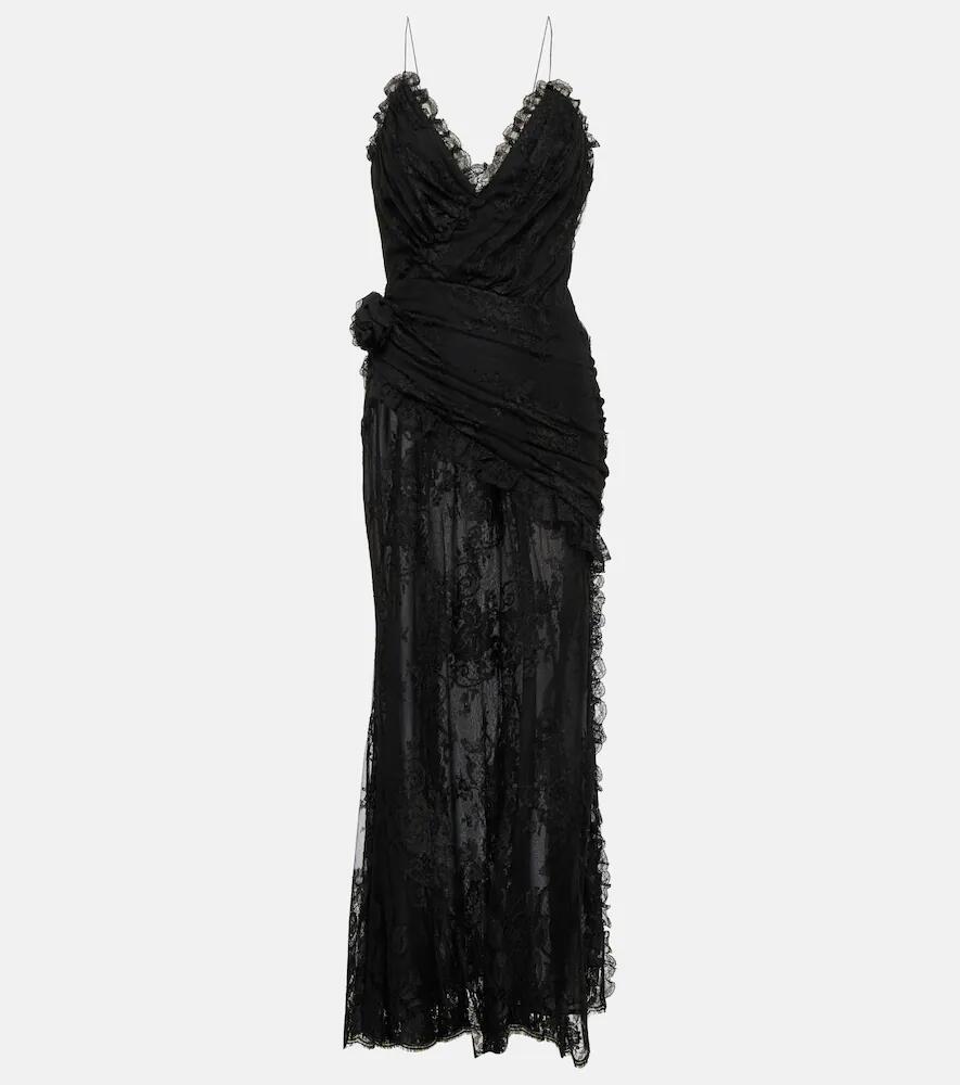 Alessandra Rich Floral-appliqué lace maxi dress Cover