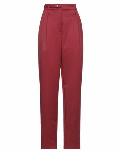 Giorgio Armani Woman Pants Burgundy Wool, Ovine leather Cover