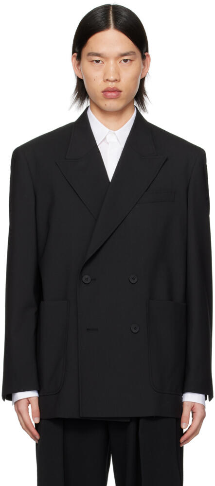 WOOYOUNGMI Black Double-Breasted Blazer Cover