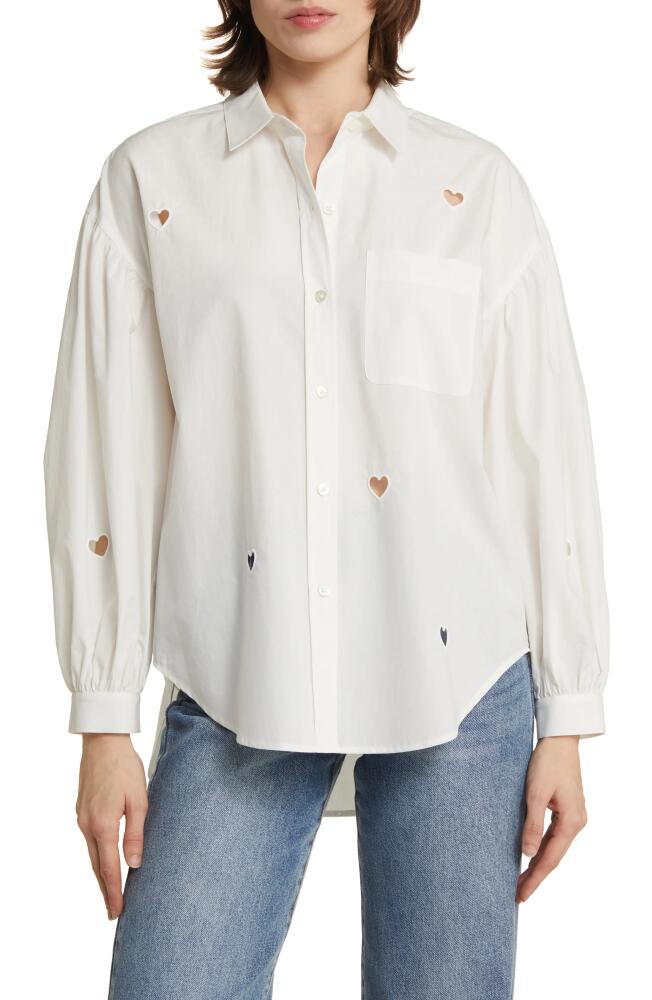 Rails Janae Eyelet Hearts Cotton Blend Button-Up Shirt in White Eyelet Hearts Cover