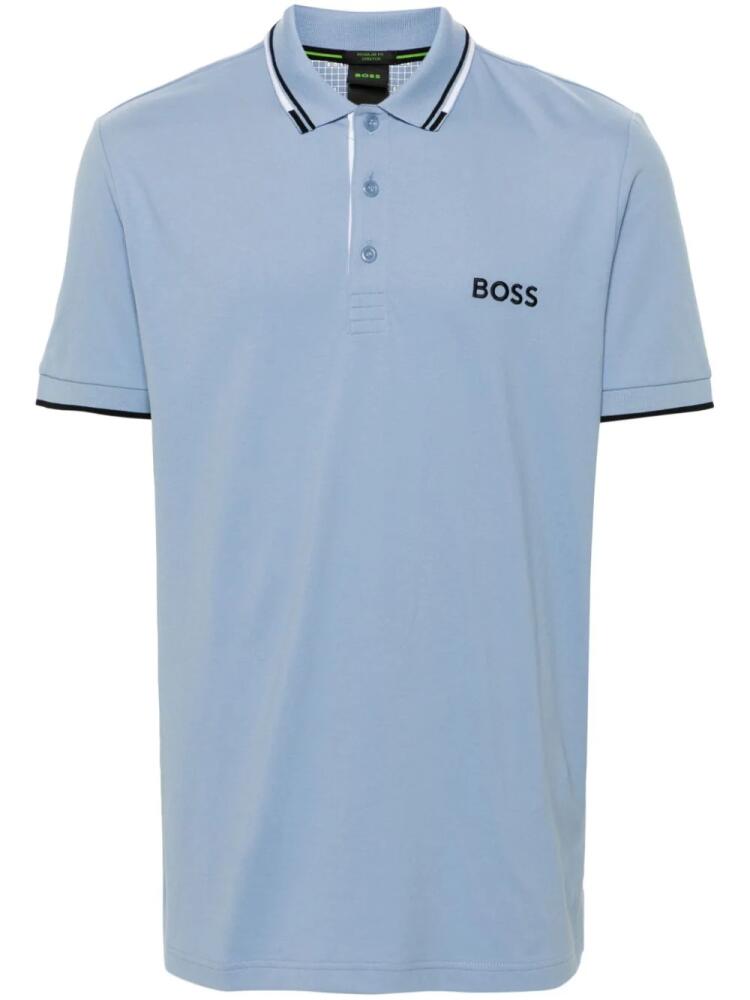 BOSS logo-embroidered polo shirt - Blue Cover