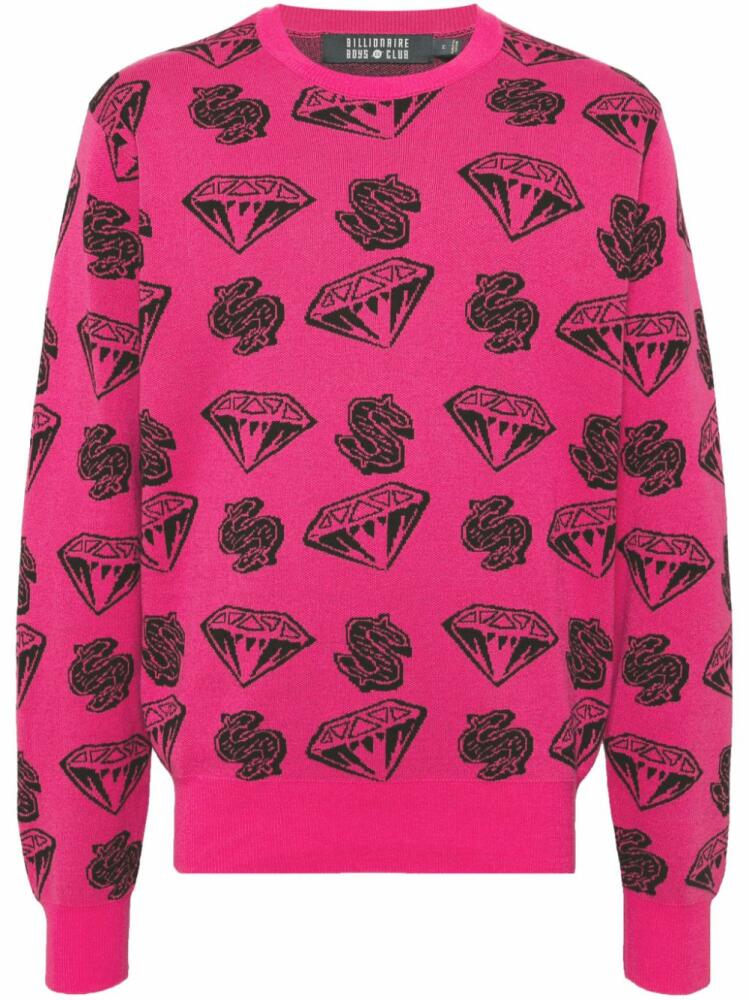 Billionaire Boys Club diamonds & dollars knitted jumper - Pink Cover