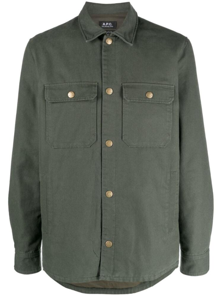 A.P.C. flap pockets overshirt - Green Cover