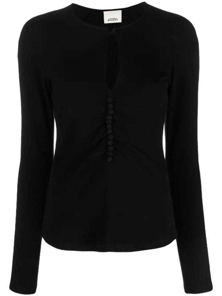 ISABEL MARANT keyhole-neck long-sleeve blouse - Black Cover