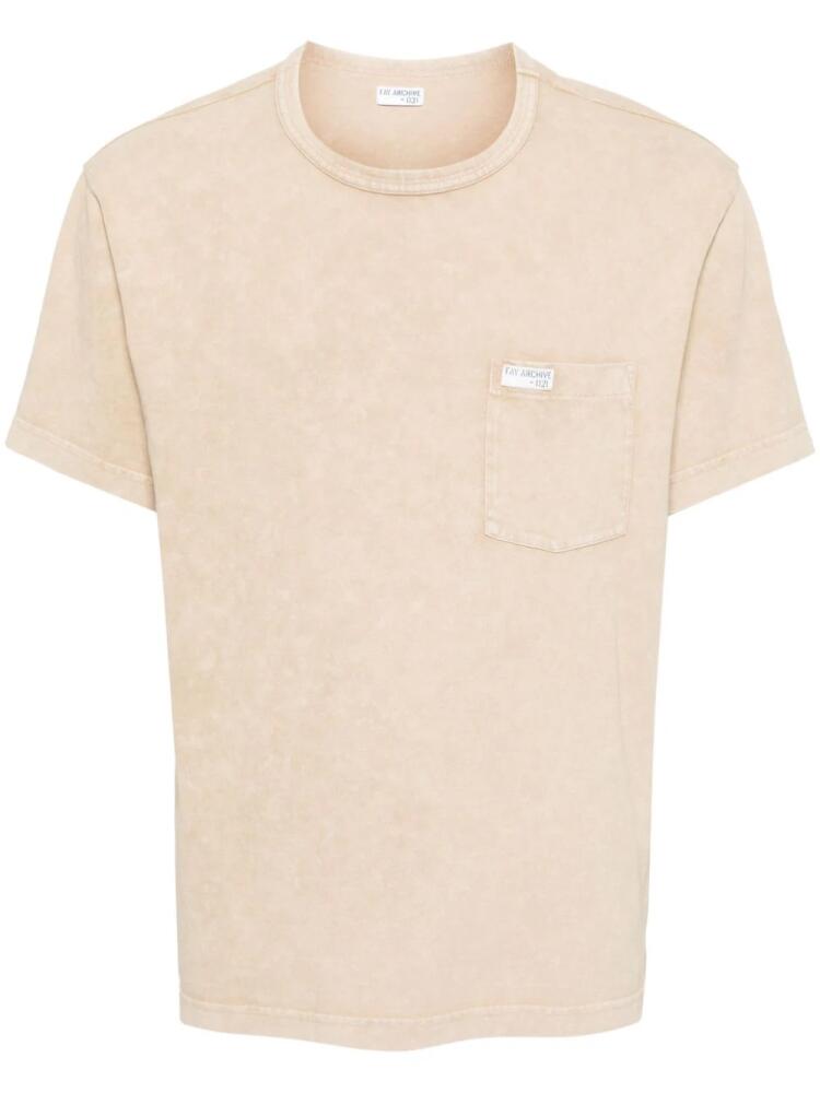 Fay logo-appliqué cotton T-shirt - Neutrals Cover