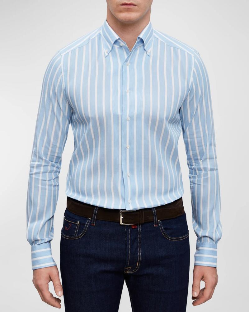 Emanuel Berg Men's Slim-Fit Exaggerated Stripe Sport Shirt Cover