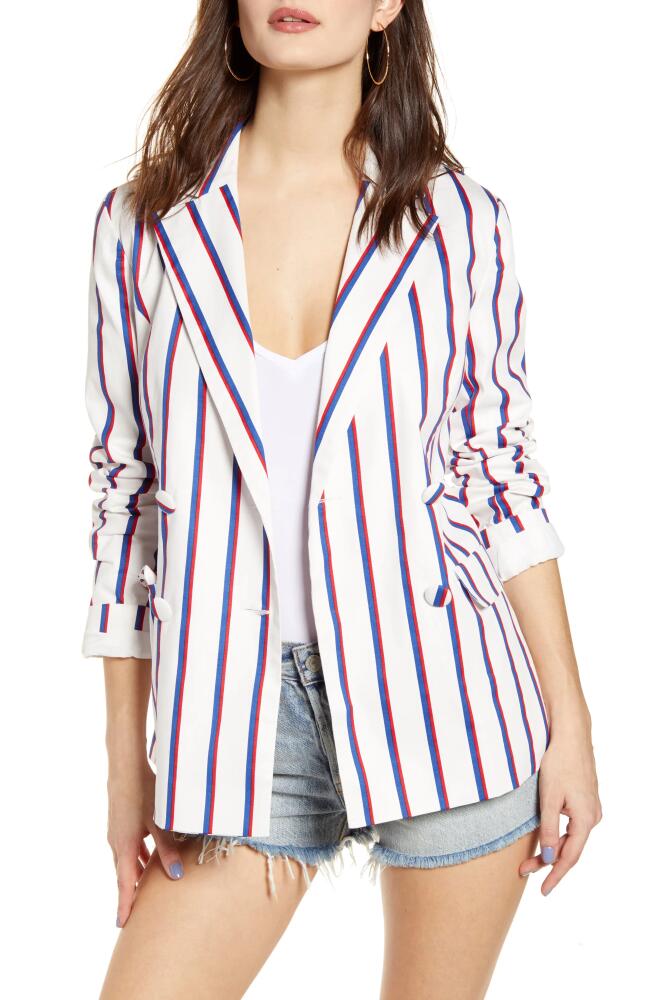 English Factory Striped Double Breasted Blazer in White Cover