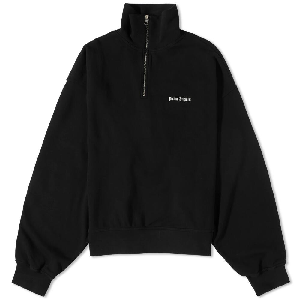 Palm Angels Men's Embroidered Logo Quarter Zip in Black Cover