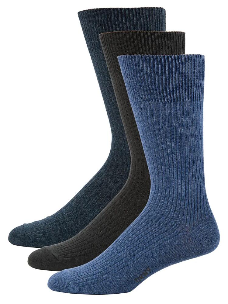 DKNY Men's 3-Pack Solid Crew Socks - Blue Cover