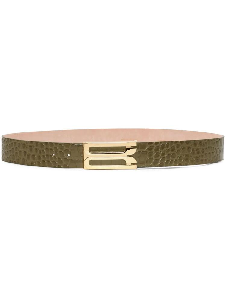 Victoria Beckham crocodile-embossed leather Jumbo Frame belt - Green Cover