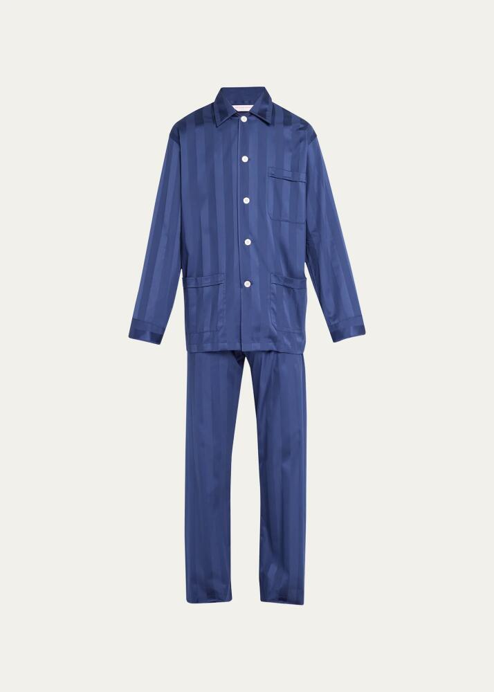 Derek Rose Men's Lingfield Two-Piece Long Pajama Set Cover