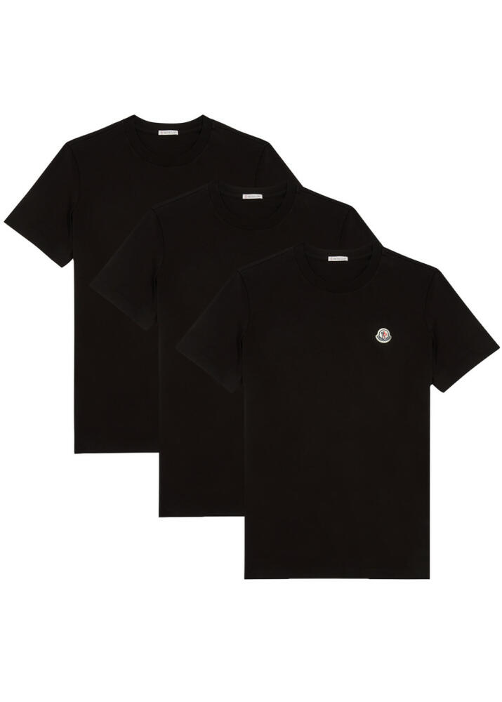 Moncler Logo Cotton T-shirt - set of Three - Black Cover