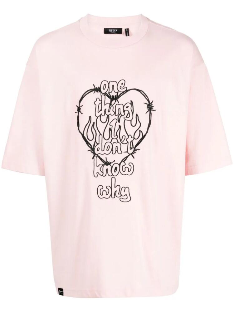 FIVE CM graphic-print cotton T-shirt - Pink Cover