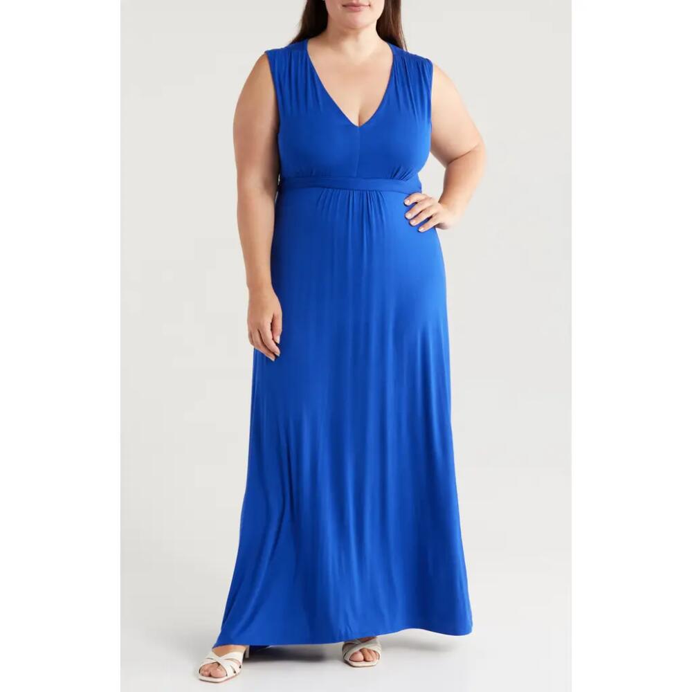 24seven Comfort Apparel Sleeveless Jersey Maxi Dress in Royal Cover