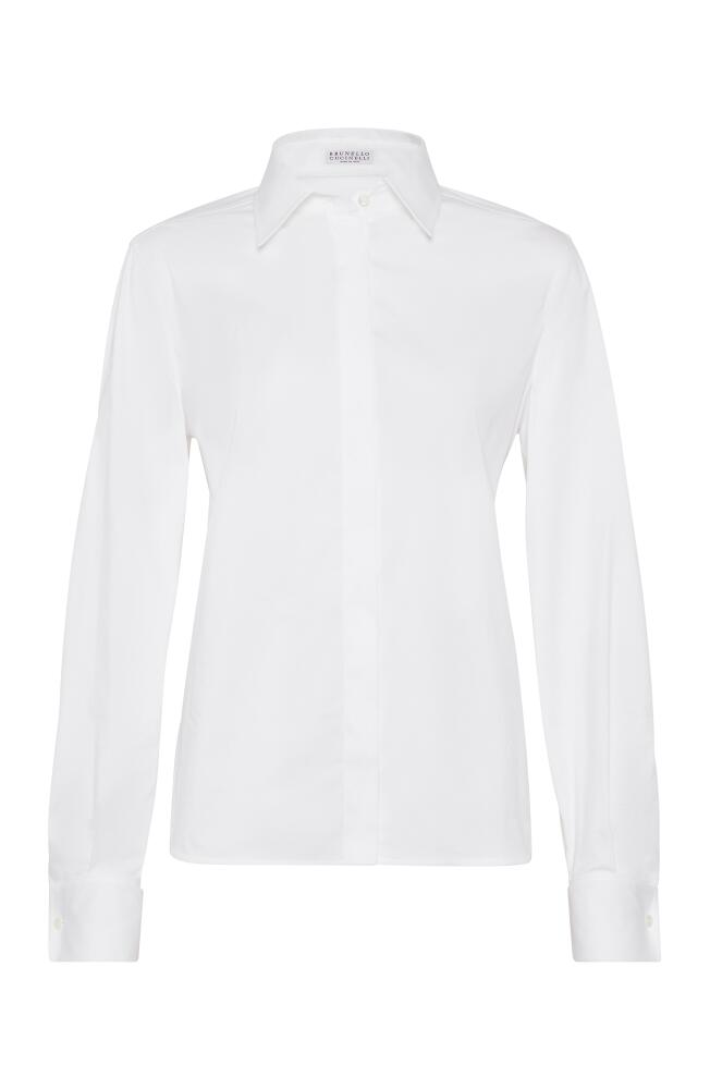 Brunello Cucinelli Stretch poplin shirt in White Cover