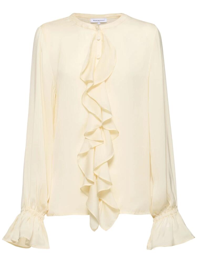 WEWOREWHAT Ruffled Chiffon Satin Shirt Cover