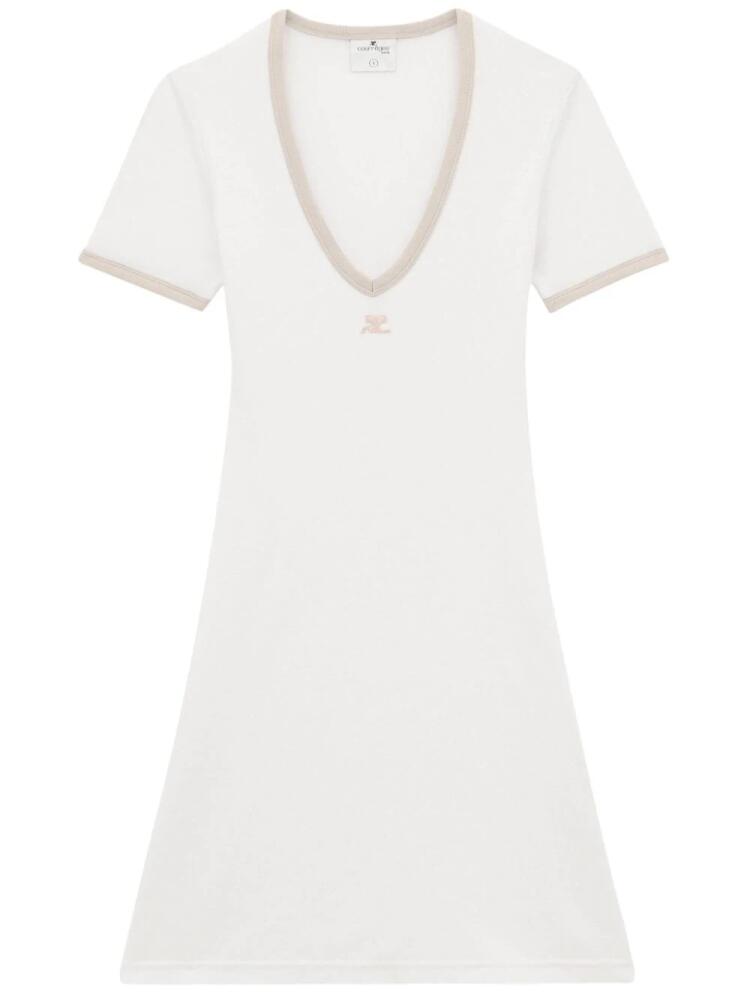 Courrèges logo-patch mini dress - White Cover