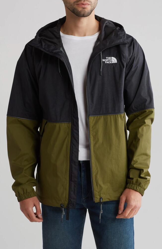 The North Face Antora Water Repellent Hooded Rain Jacket in Forest Olive/Black Cover