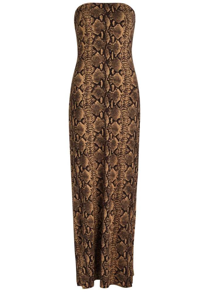 Alice + Olivia Delora Python-print Strapless Jersey Midi Dress - Brown Cover