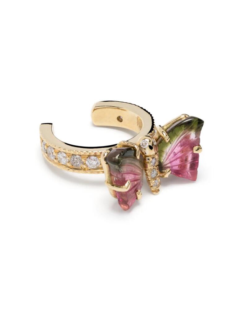 Jacquie Aiche 14kt yellow gold Watermelon Butterfly tourmaline ear cuff Cover