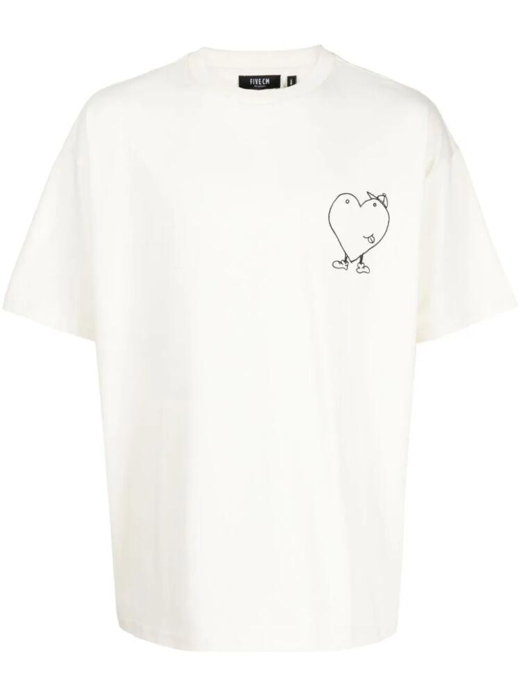 FIVE CM heart-print cotton T-shirt - White Cover