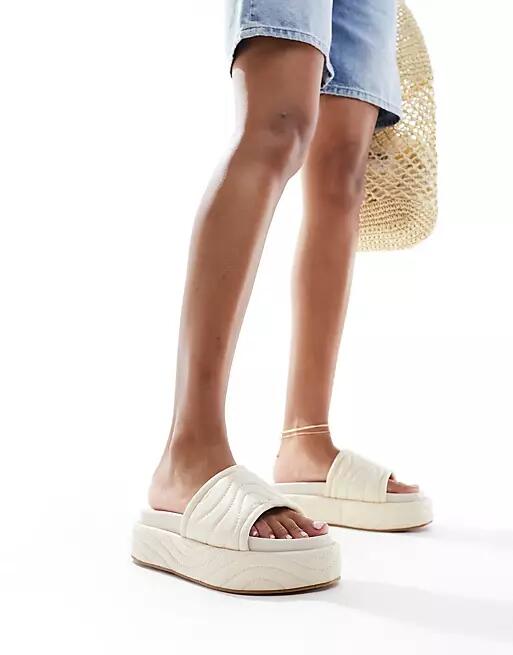 Public Desire Mylo flatform slides in stone-Neutral Cover