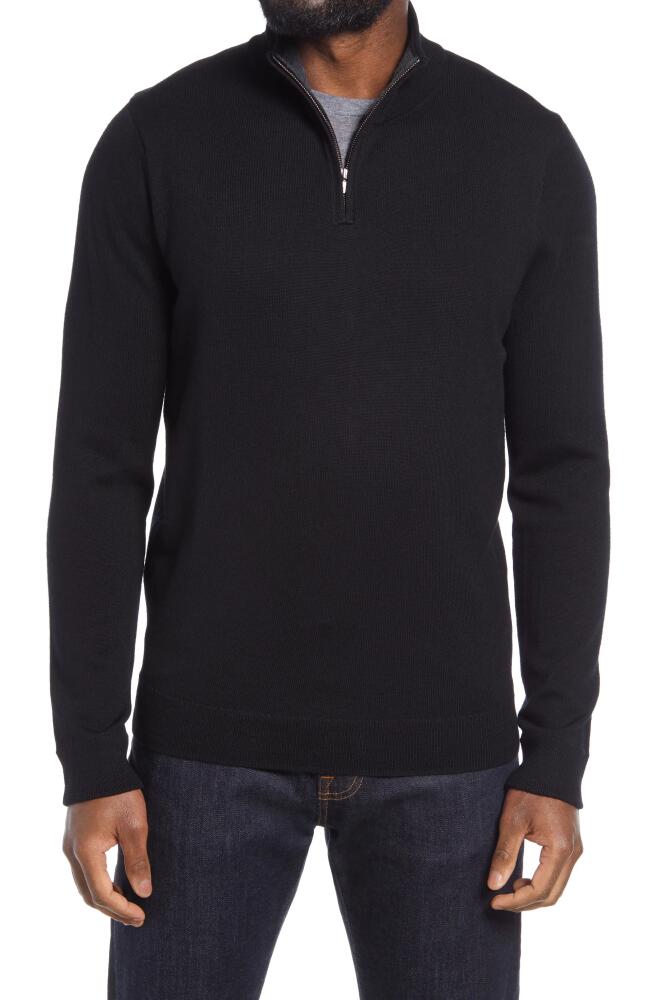 Nordstrom Washable Merino Quarter Zip Sweater in Black Caviar Cover