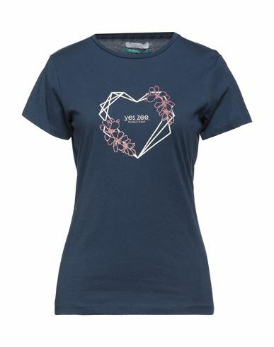 Yes Zee By Essenza Woman T-shirt Navy blue Cotton Cover