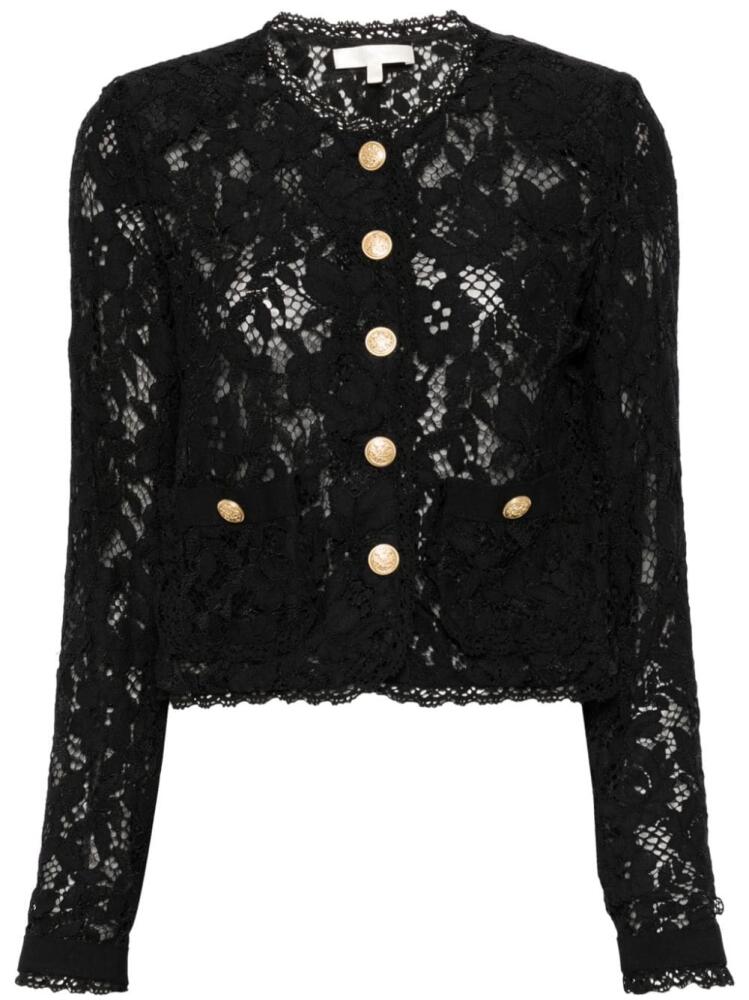 LoveShackFancy Richard floral-lace cropped jacket - Black Cover