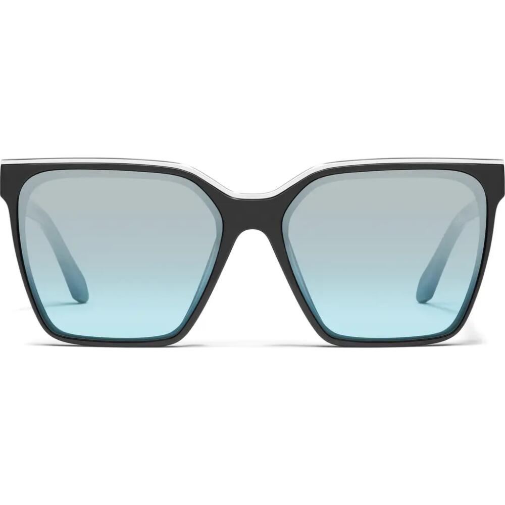 QUAY Level Up 55mm Square Sunglasses in Black/silver Turquoise Flash Cover