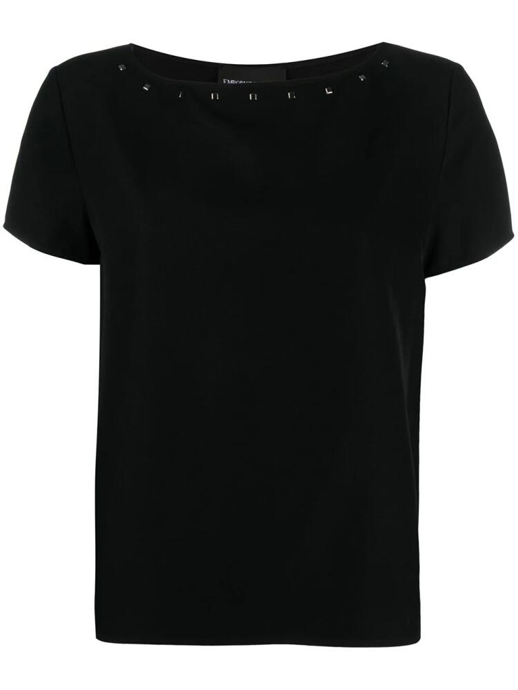 Emporio Armani studded boat neck T-shirt - Black Cover