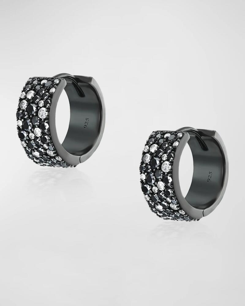 Sheryl Lowe Cobblestone Black and White Diamond Huggie Earrings Cover