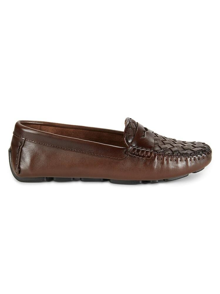 Saks Fifth Avenue Women's Textured Leather Driving Penny Loafers - Cafe Cover