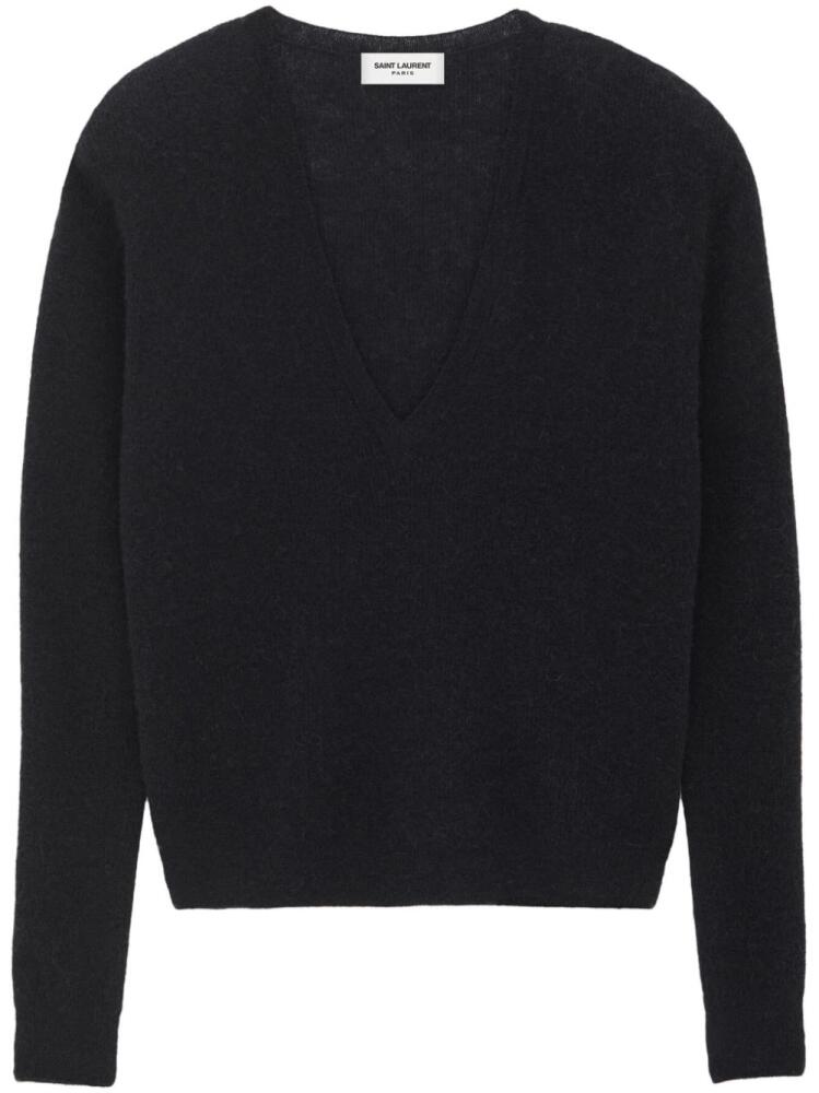 Saint Laurent V-neck fine-knit jumper - Black Cover