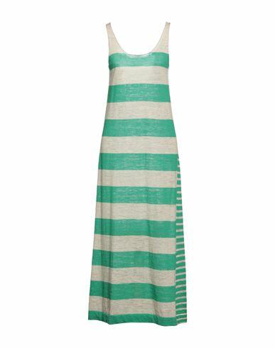 Roberto Collina Woman Maxi dress Green Linen, Polyester Cover