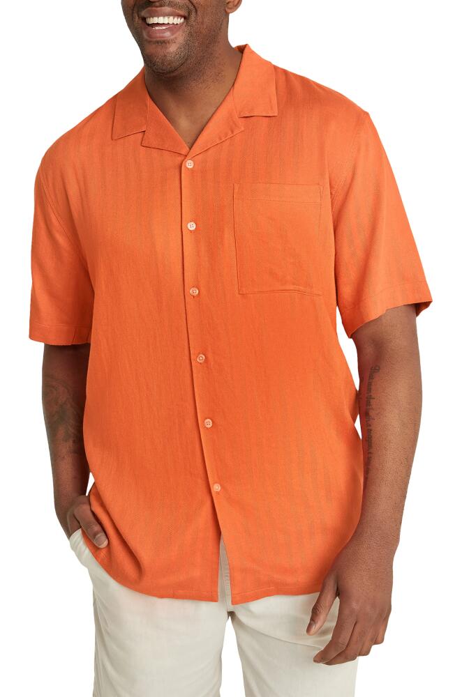 Johnny Bigg Casper Relaxed Fit Herringbone Camp Shirt in Orange Cover