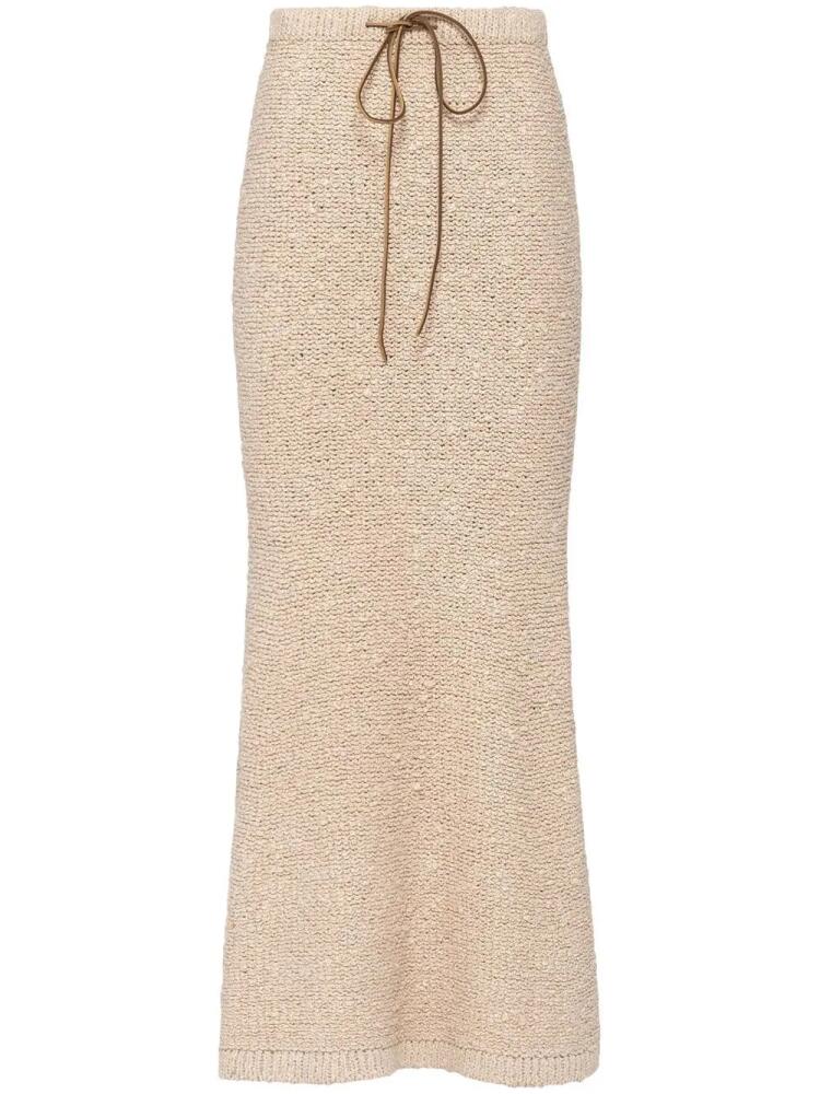 Prada drawstring bouclé maxi skirt - Neutrals Cover