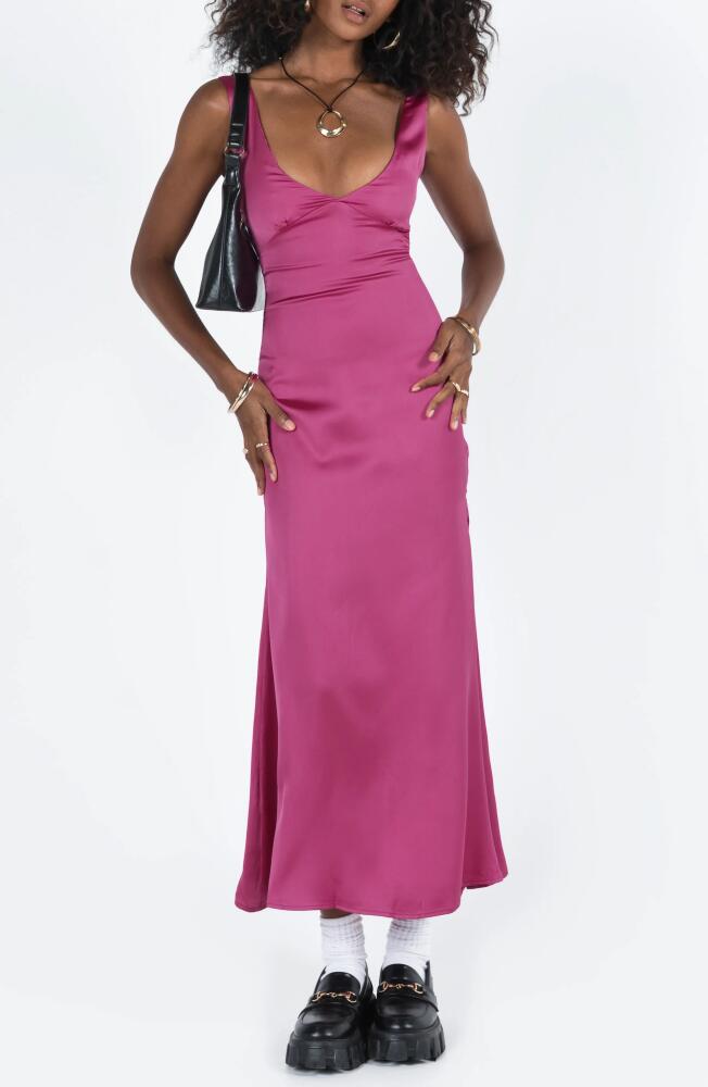 Princess Polly Lynsey V-Neck Satin Maxi Dress in Purple Cover