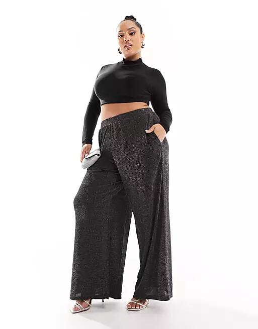 Your wide leg glitter pants in black Cover