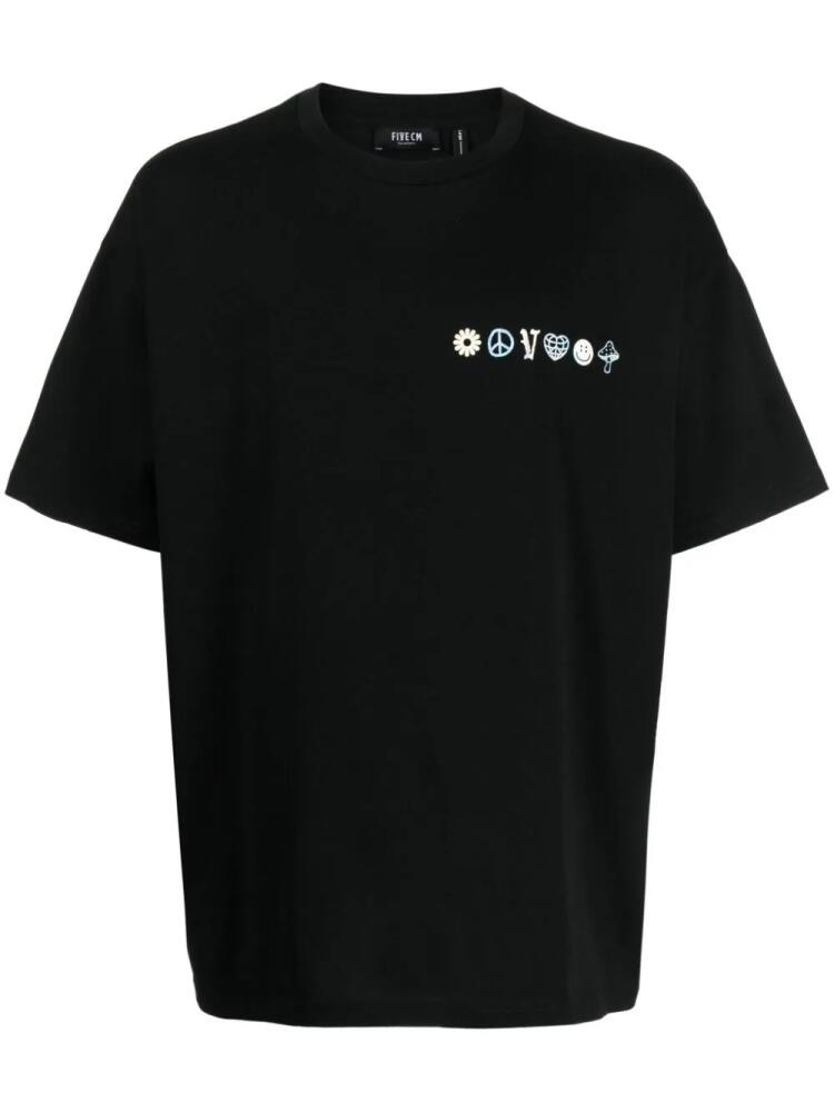 FIVE CM graphic-print cotton T-shirt - Black Cover