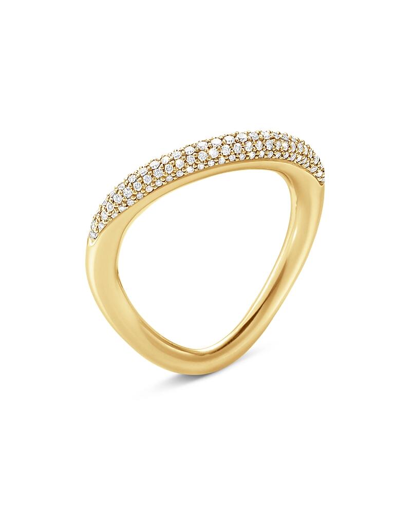 Georg Jensen 18K Yellow Gold Offspring Diamond Pave Wavy Ring Cover