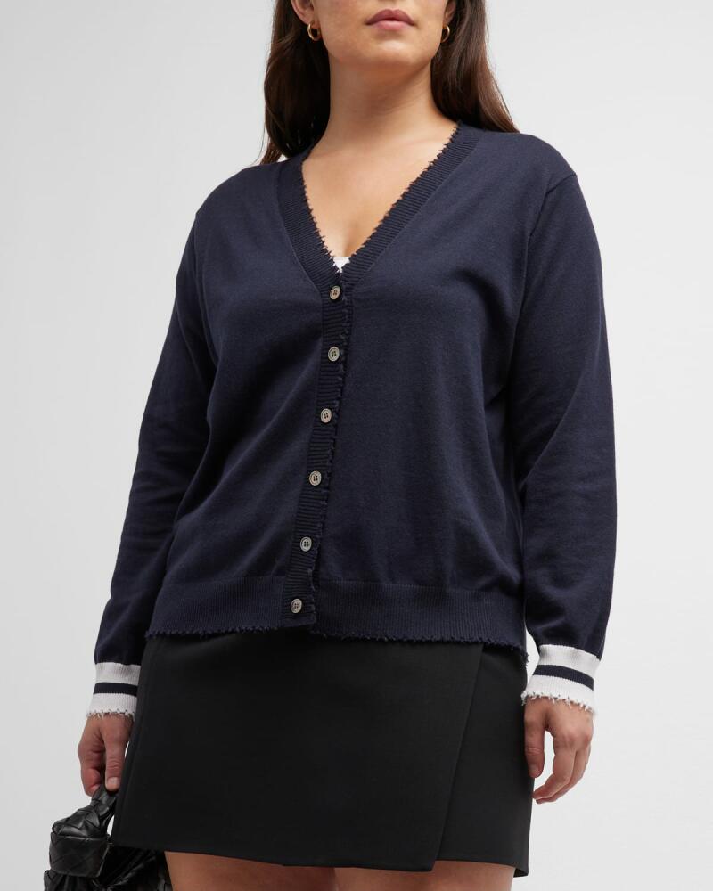 Minnie Rose Plus Plus Size Frayed-Edge Cotton-Cashmere Cardigan Cover