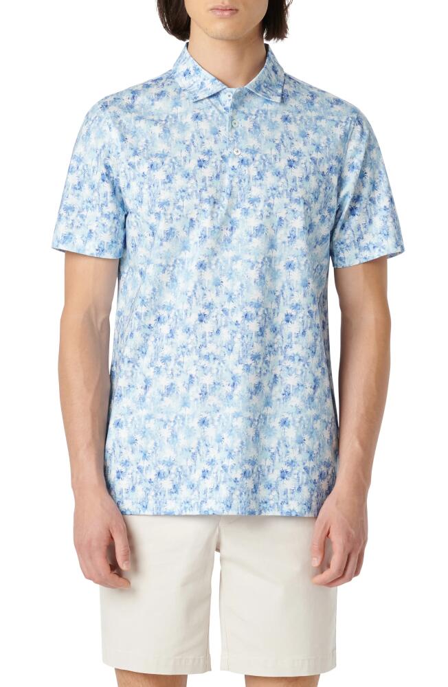 Bugatchi Victor OoohCotton Palm Tree Print Polo in Azure Cover