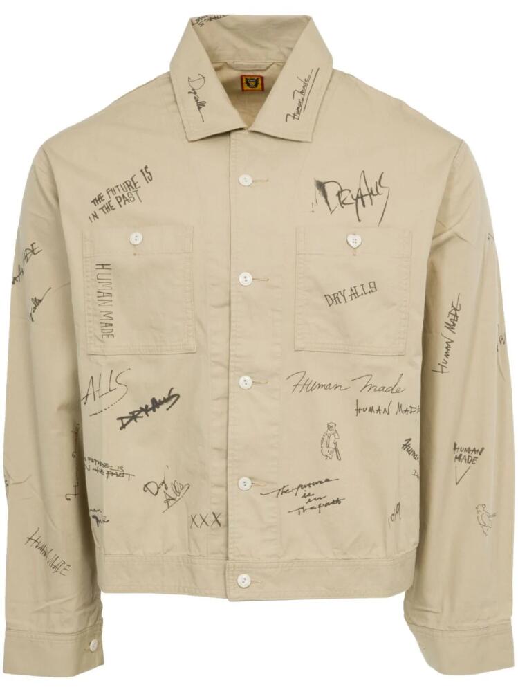 Human Made text-print cotton shirt jacket - Neutrals Cover