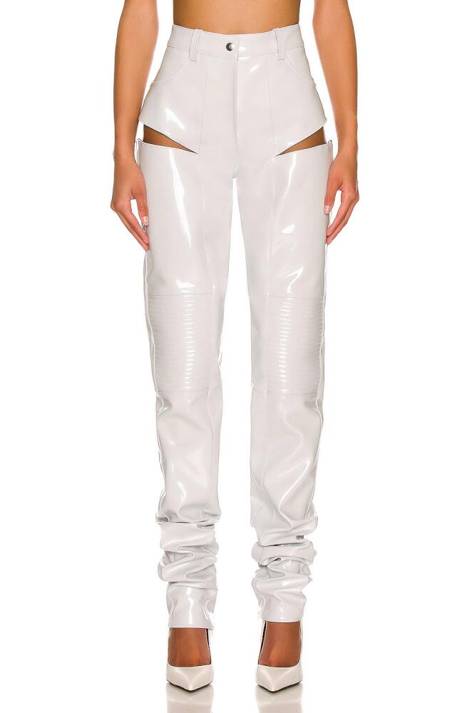 LaQuan Smith Hip Cut Out Moto Pant in White Cover