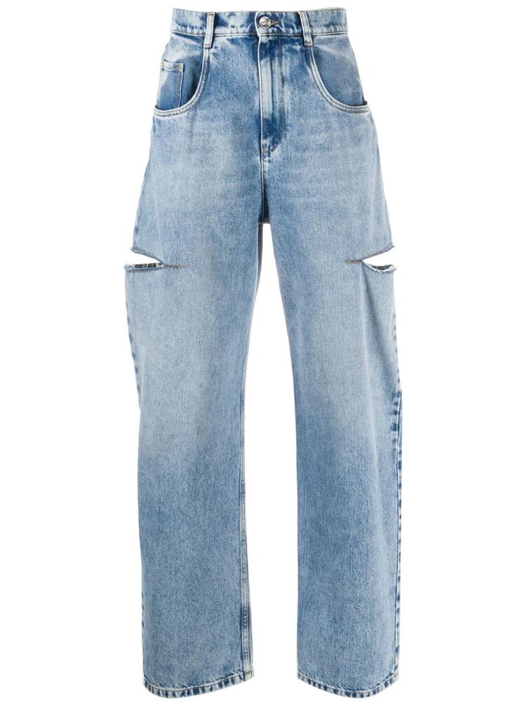 Maison Margiela cut out details loose jeans - Blue Cover