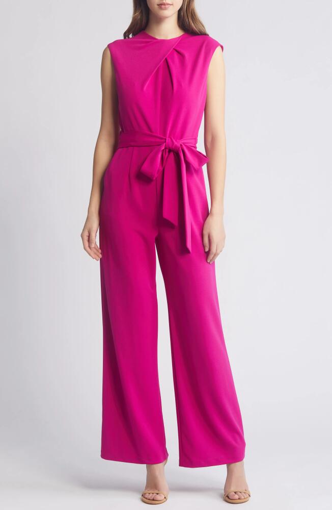 Tahari ASL Twist Neck Sleeveless Jumpsuit in Magenta Cover