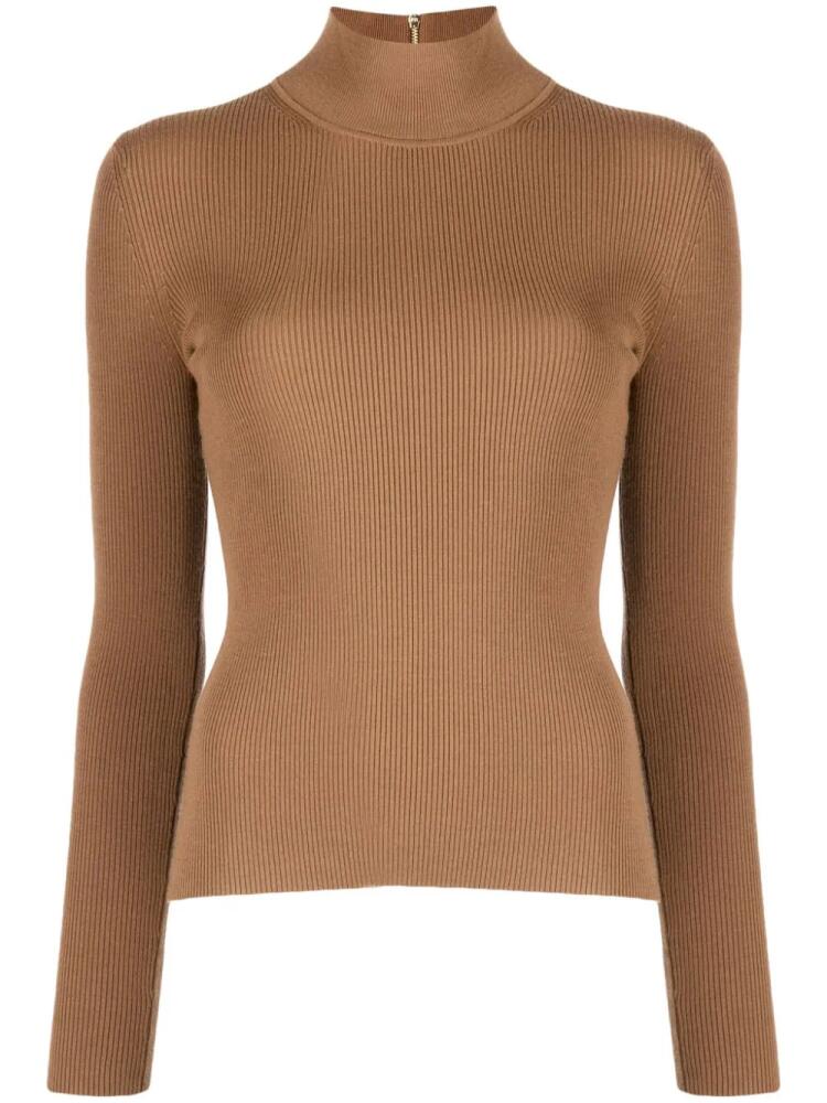 Michael Kors Collection ribbed-knit zip-up jumper - Brown Cover