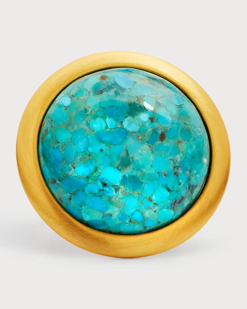 NEST Jewelry Brushed Gold Turquoise Cabochon Ring Cover