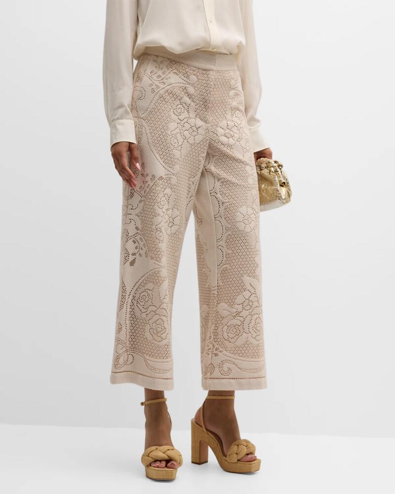 Kobi Halperin Anisa Cropped Flare-Leg Floral Lace Pants Cover